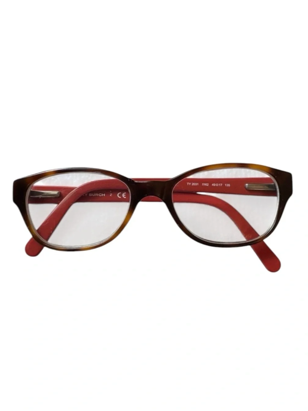 Tory Burch Orange Case Coral Pink & Brown Prescription Reader Glasses